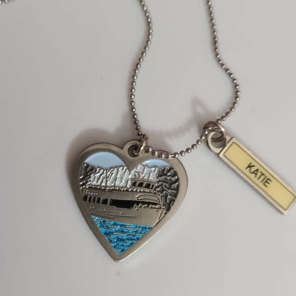 Niagara Falls maid of the mist necklace stainless Name Katie can remove charm - Picture 1 of 8
